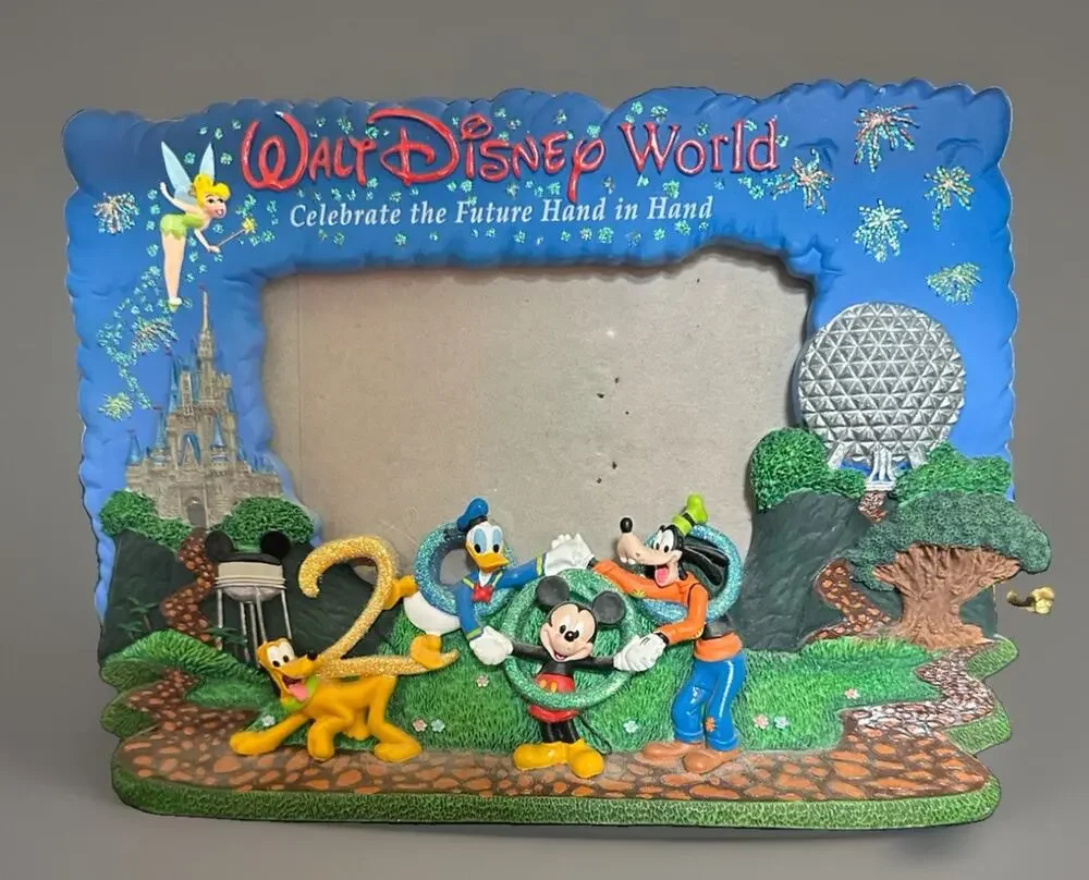Walt Disney World Photo 3” x 5” Picture Frame Vintage 2000 Millennium Tinkerbell